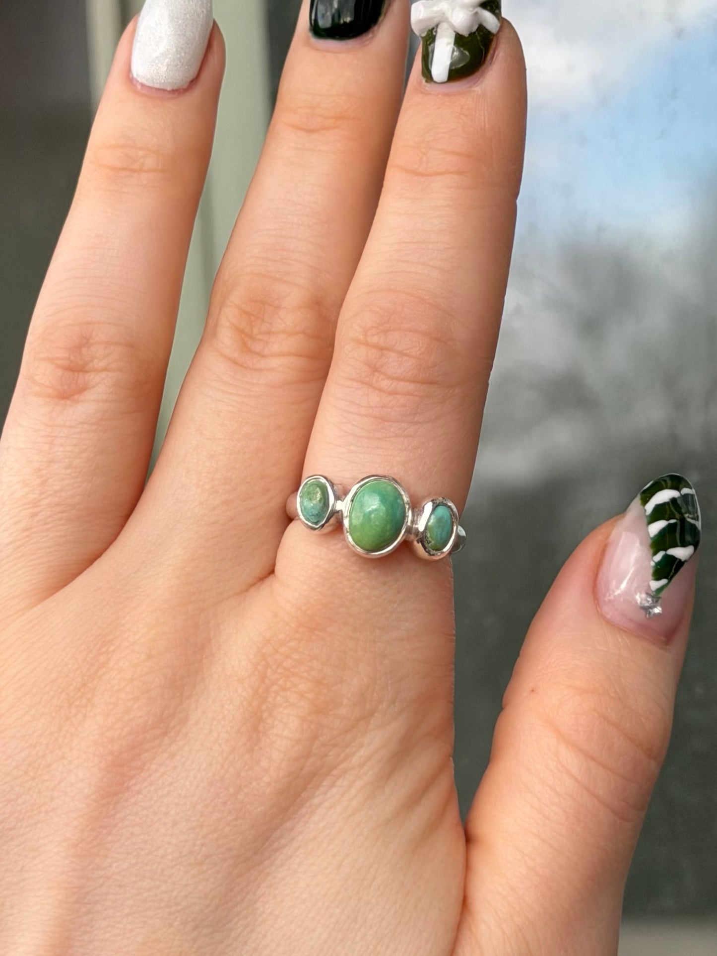 Triple Sonoran Turquoise Ring ✦ Size 9
