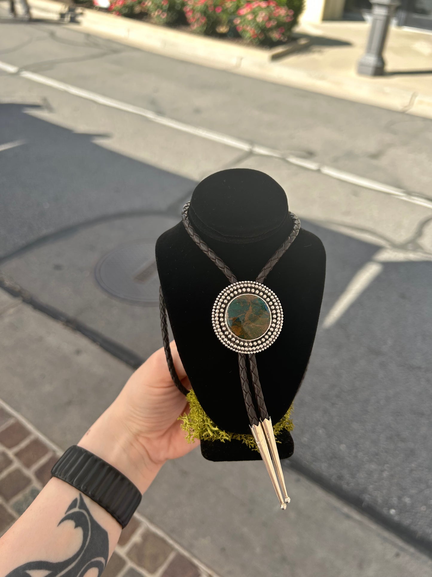 Chrysocolla and Azurite Bolo Tie
