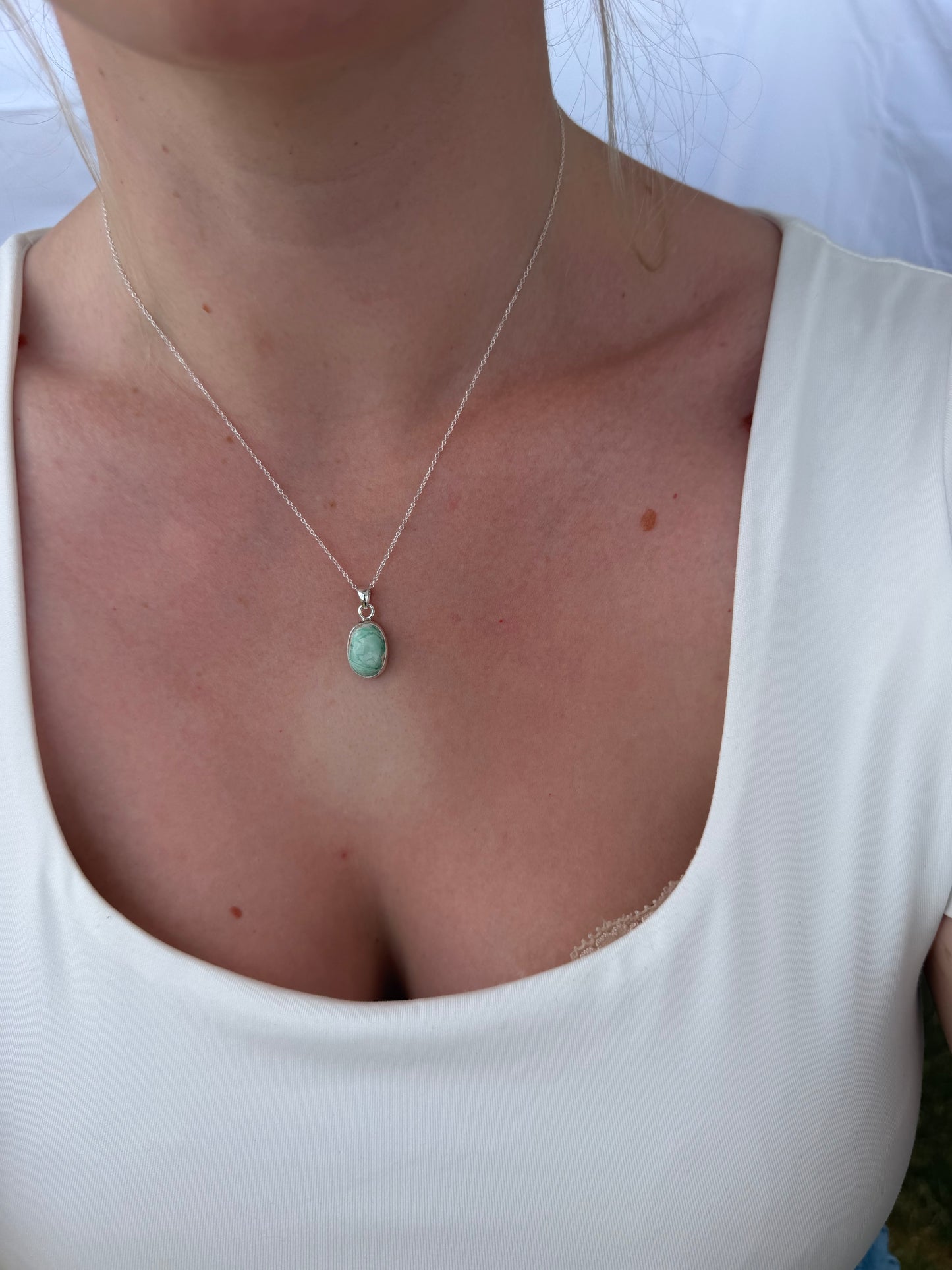 Dainty Oval Australian Variscite Necklace