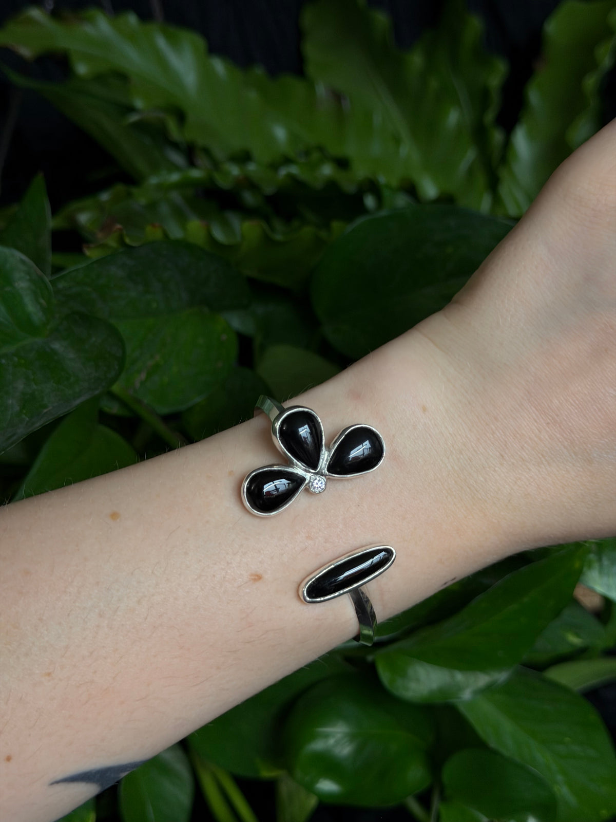 Onyx Flower Cuff