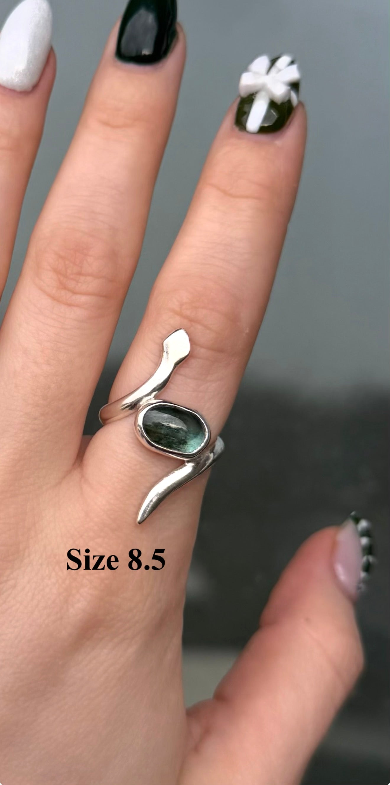 Slithery Kyanite Snake Ring Size 7.5 & 8.5