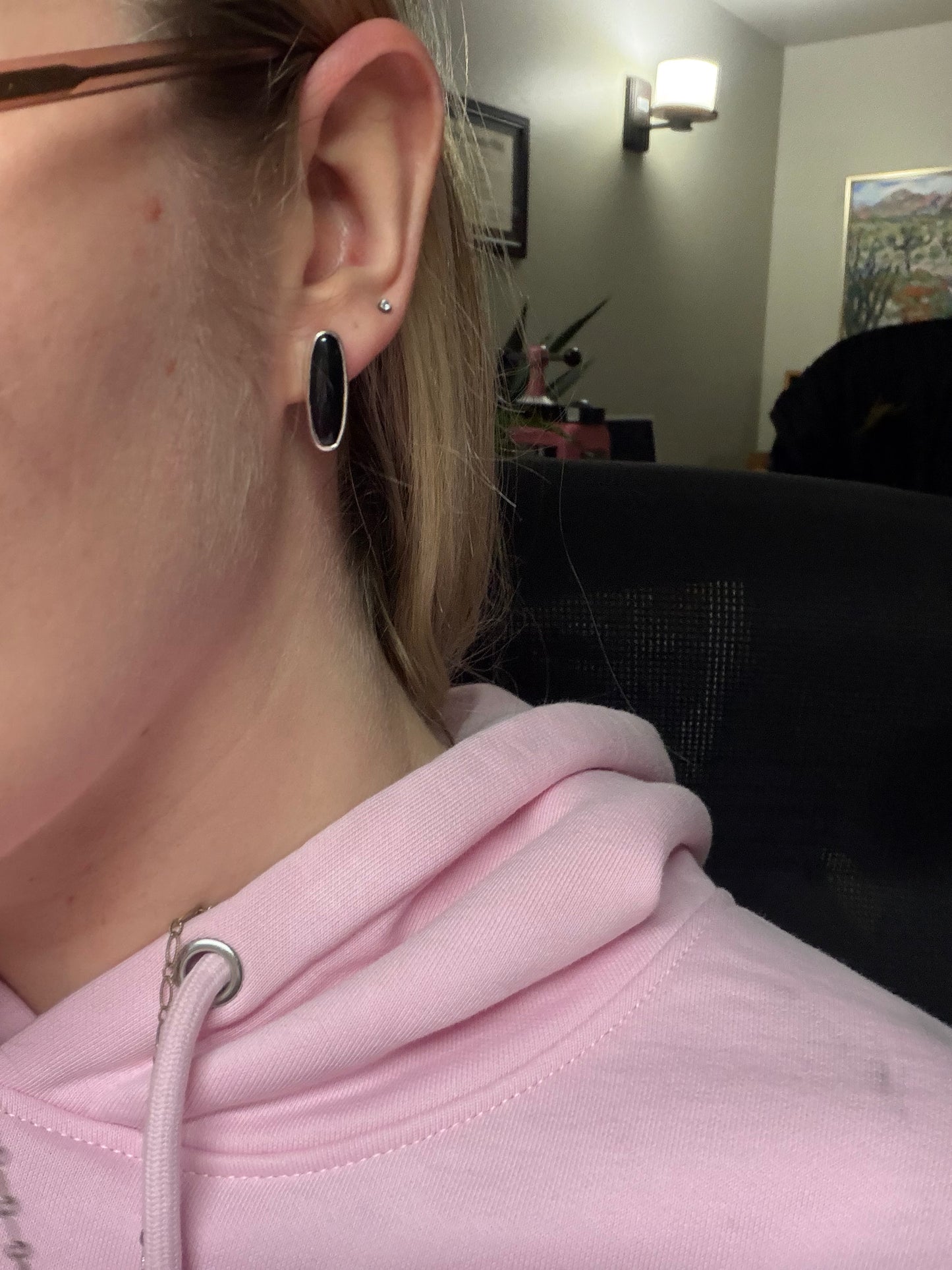 Long Oval Onyx Studs