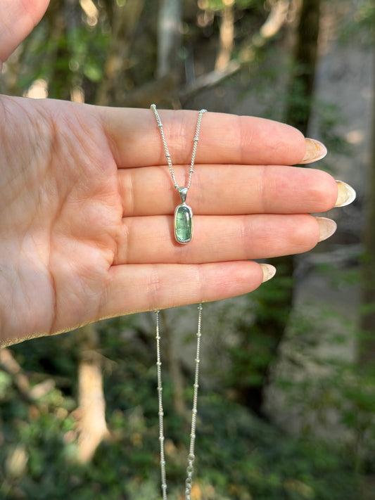 Long Green Kyanite Necklace