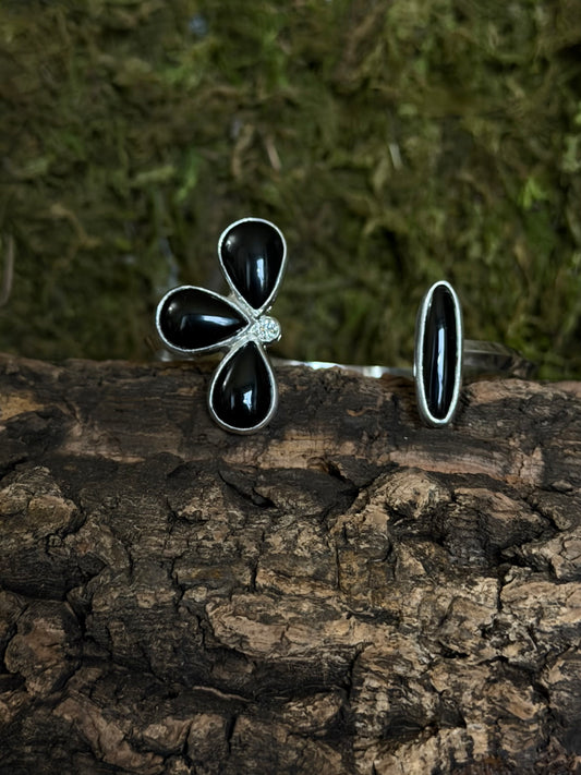 Onyx Flower Cuff
