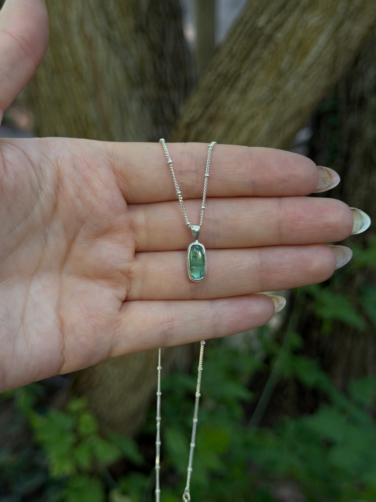 Long Green Kyanite Necklace