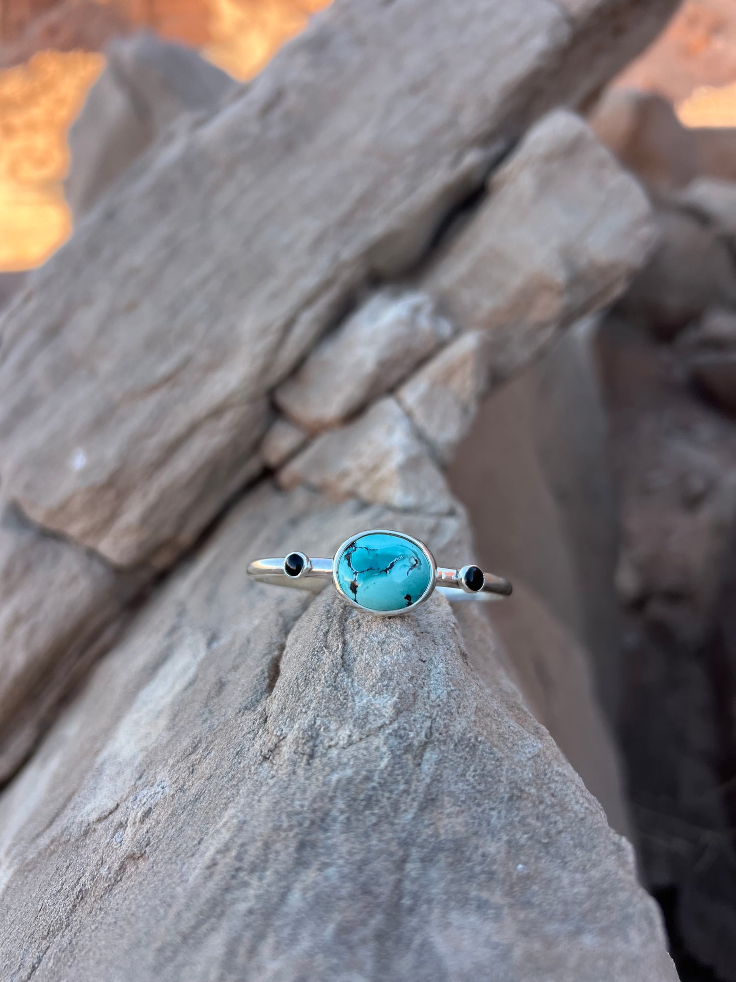 Hubei Turquoise and Onyx Cuff