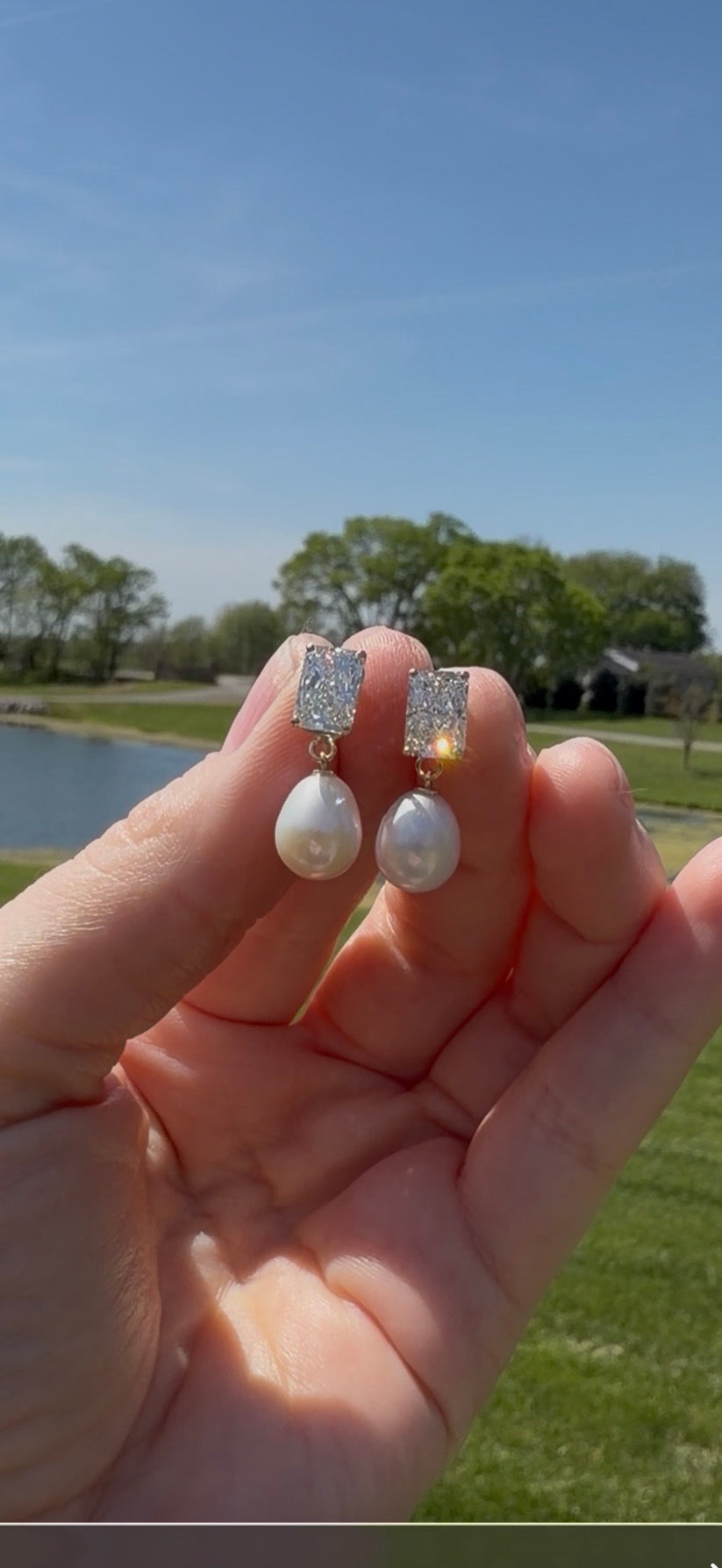 Diamond and Pearl Wedding Earrings ✦ Custom