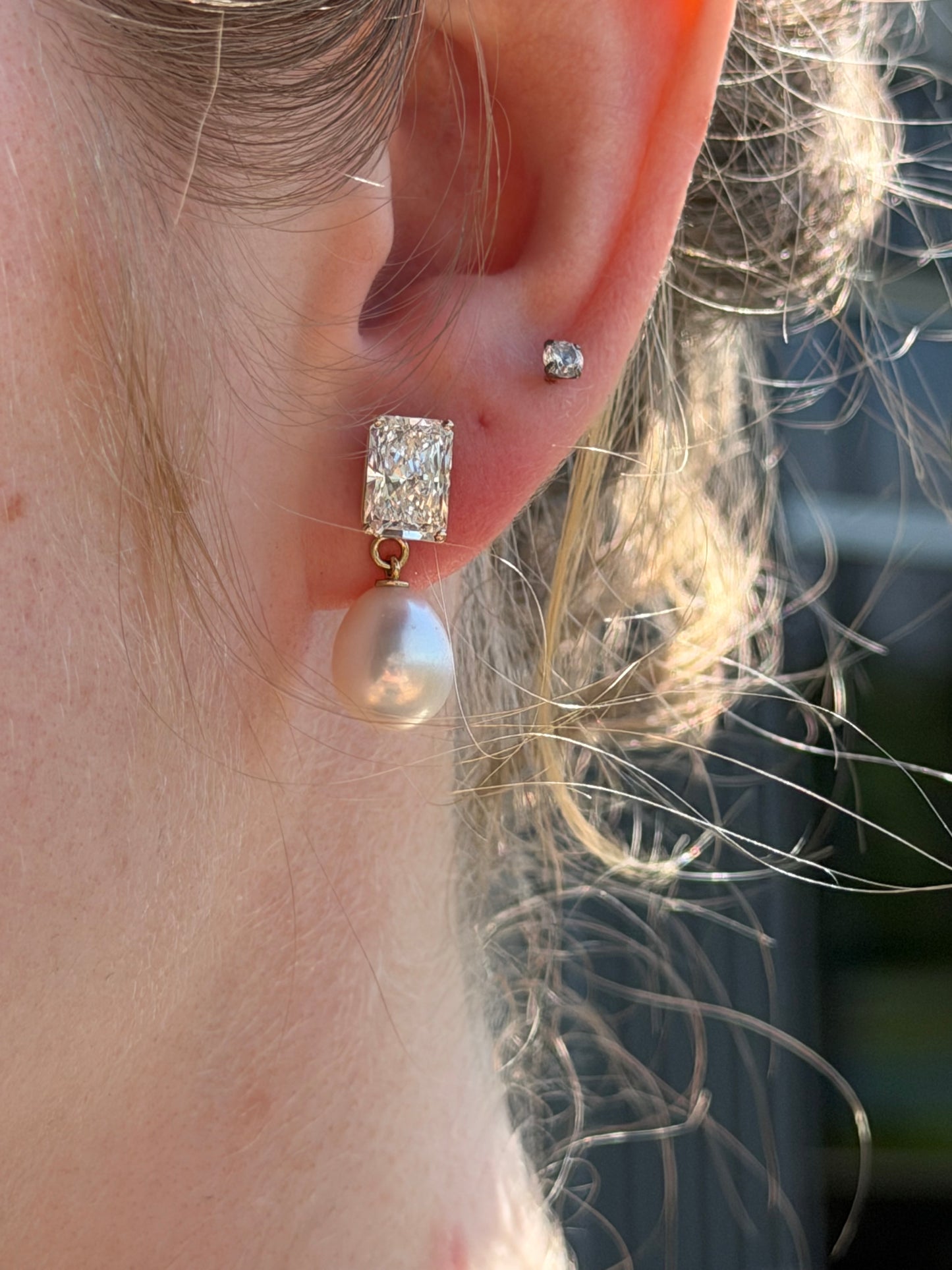 Diamond and Pearl Wedding Earrings ✦ Custom