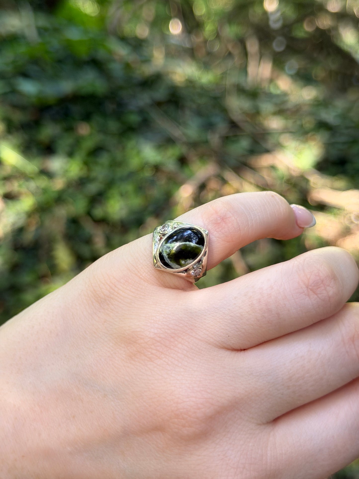 Chrome Chalcedony and Lab Diamonds ✦ Size 6