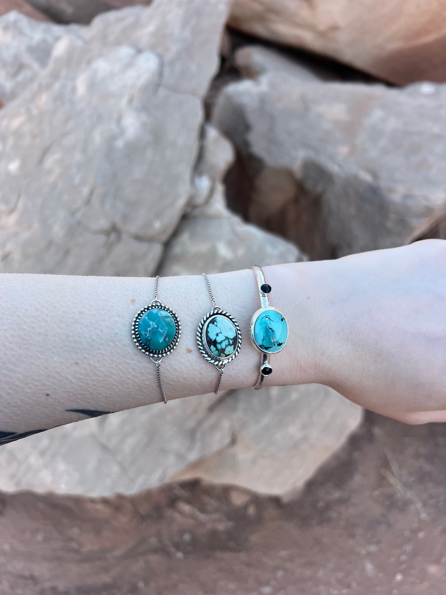 Hubei Turquoise and Onyx Cuff