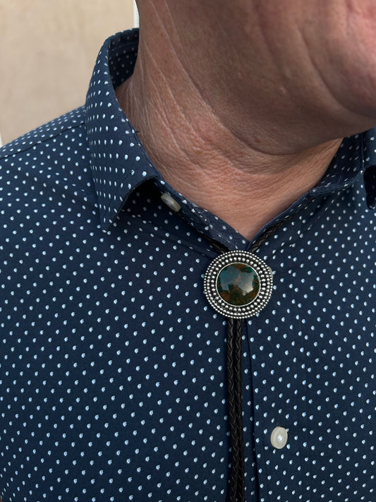 Chrysocolla and Azurite Bolo Tie