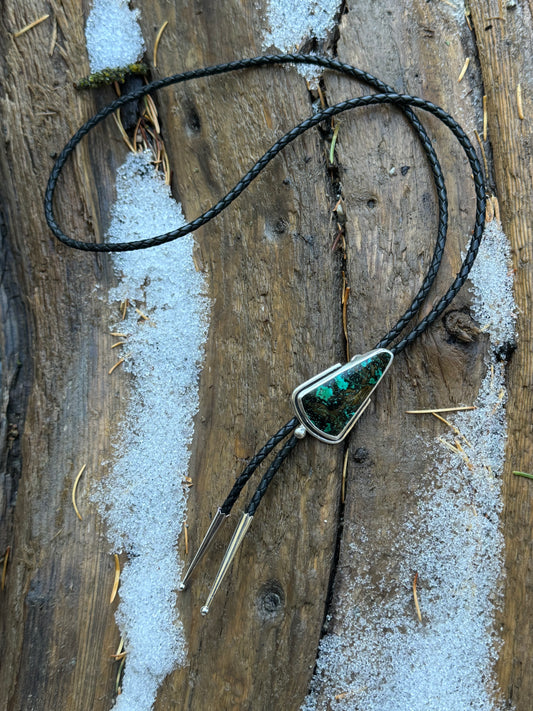 Chrysocolla and Malachite Bolo Tie