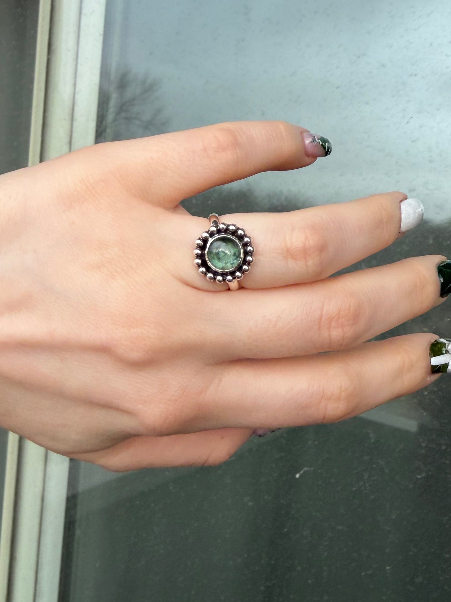 Kyanite Flower Ring ✦ Size 7.5