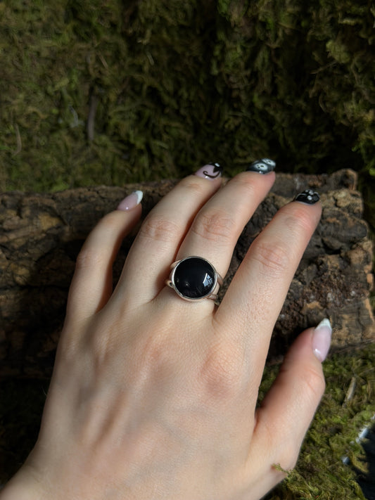 Onyx Orb Ring ✦ Size 8.5