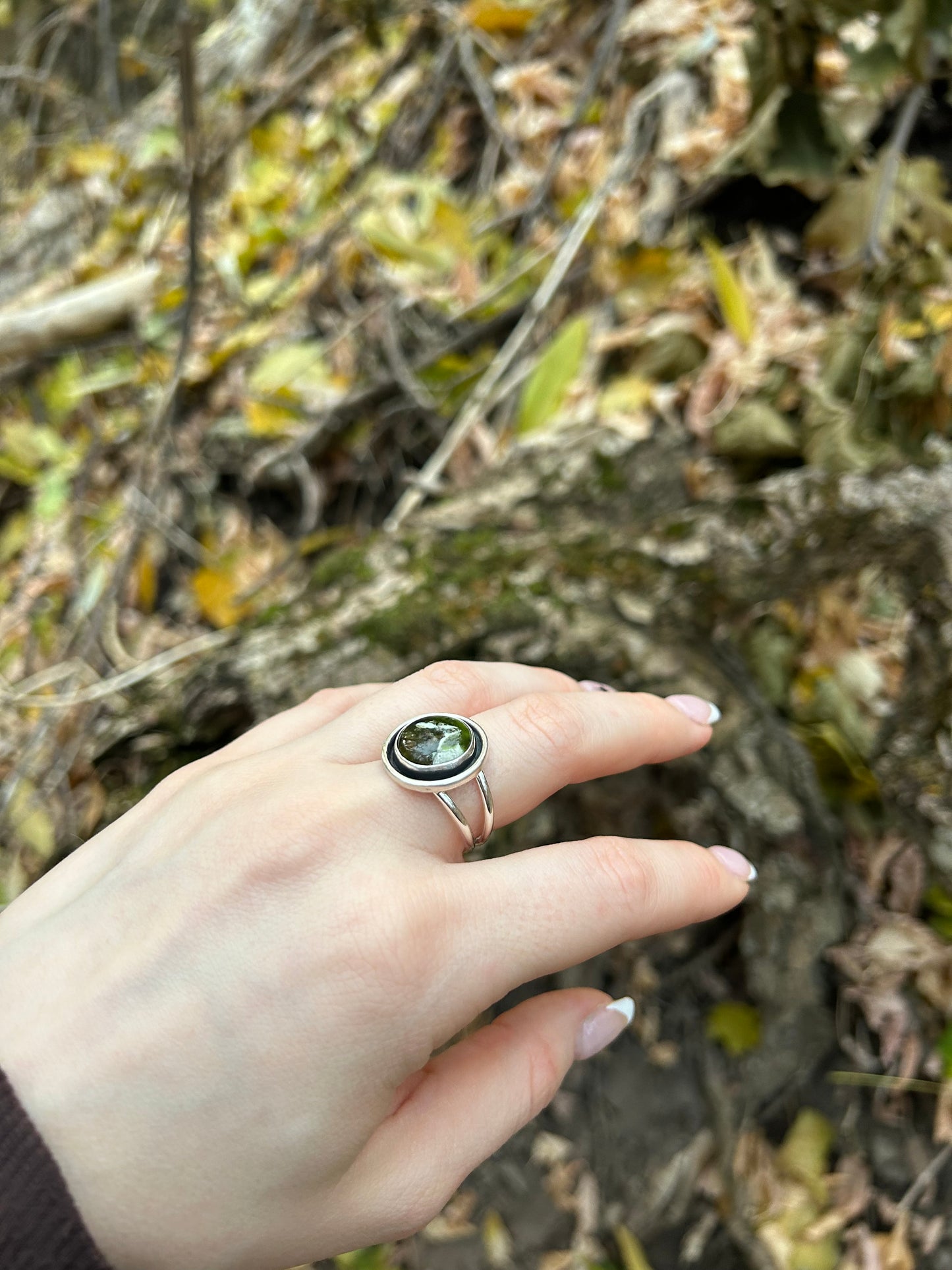 Chrome Chalcedony Shadow Box Ring ✦ Size 10.5