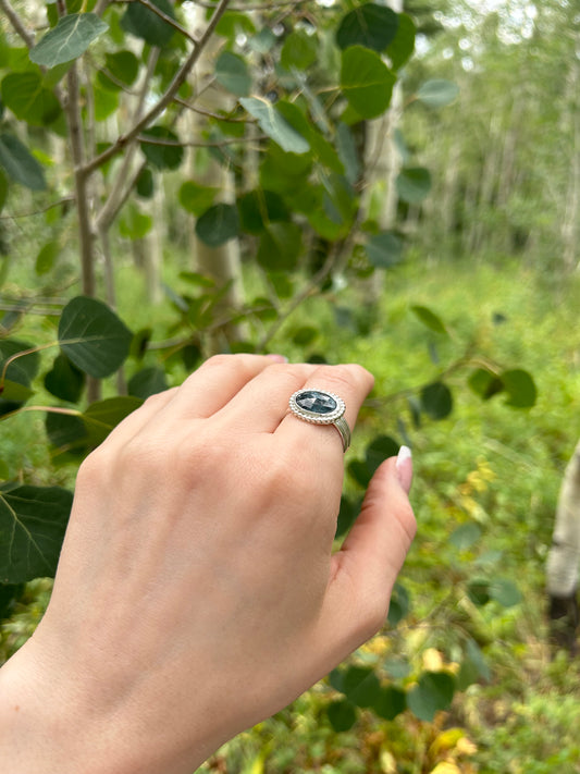 Beaded Moss Kyanite Ring ✦ Size 10