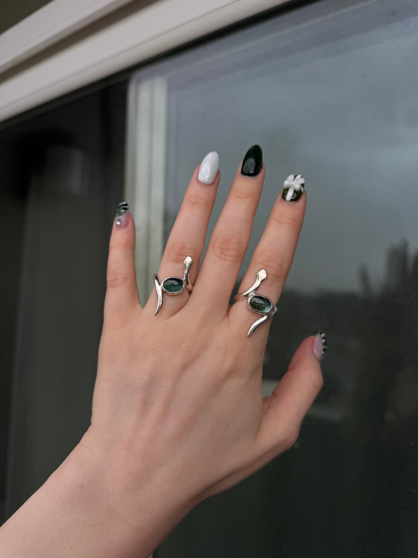 Slithery Kyanite Snake Ring Size 7.5 & 8.5