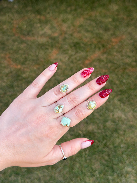 Dainty Variscite Rings ✦ Multiple Sizes