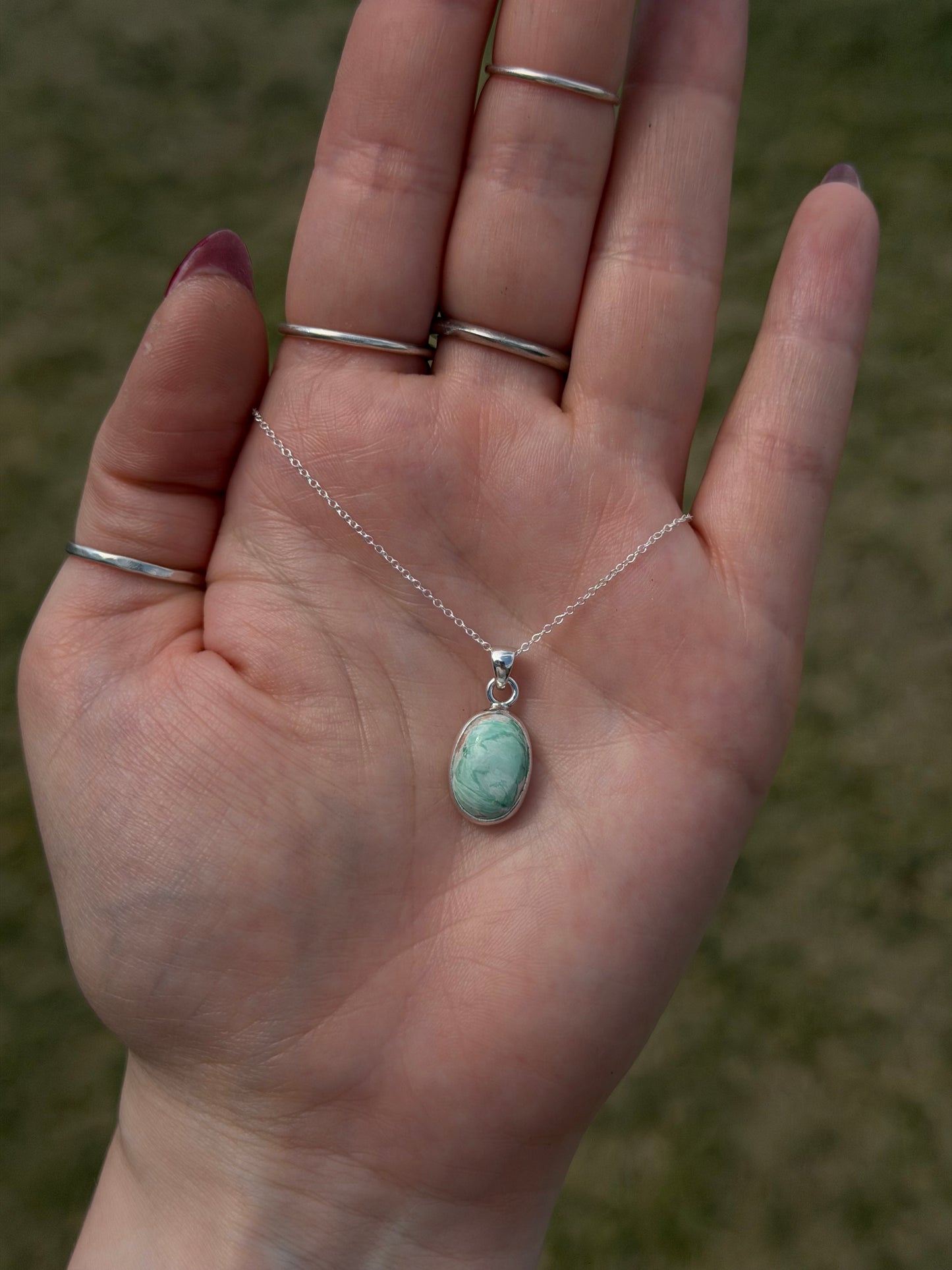 Dainty Oval Australian Variscite Necklace