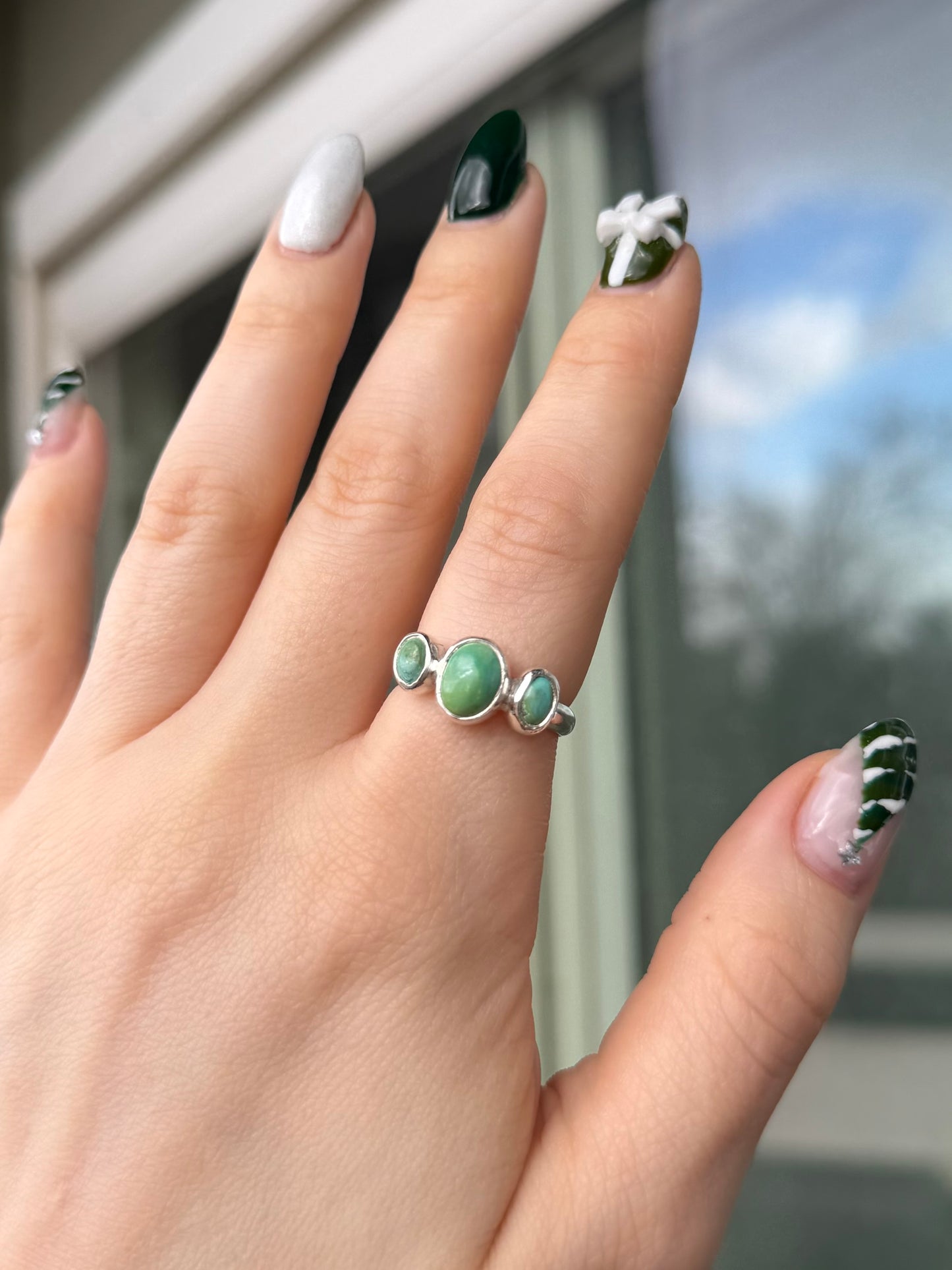 Triple Sonoran Turquoise Ring ✦ Size 9