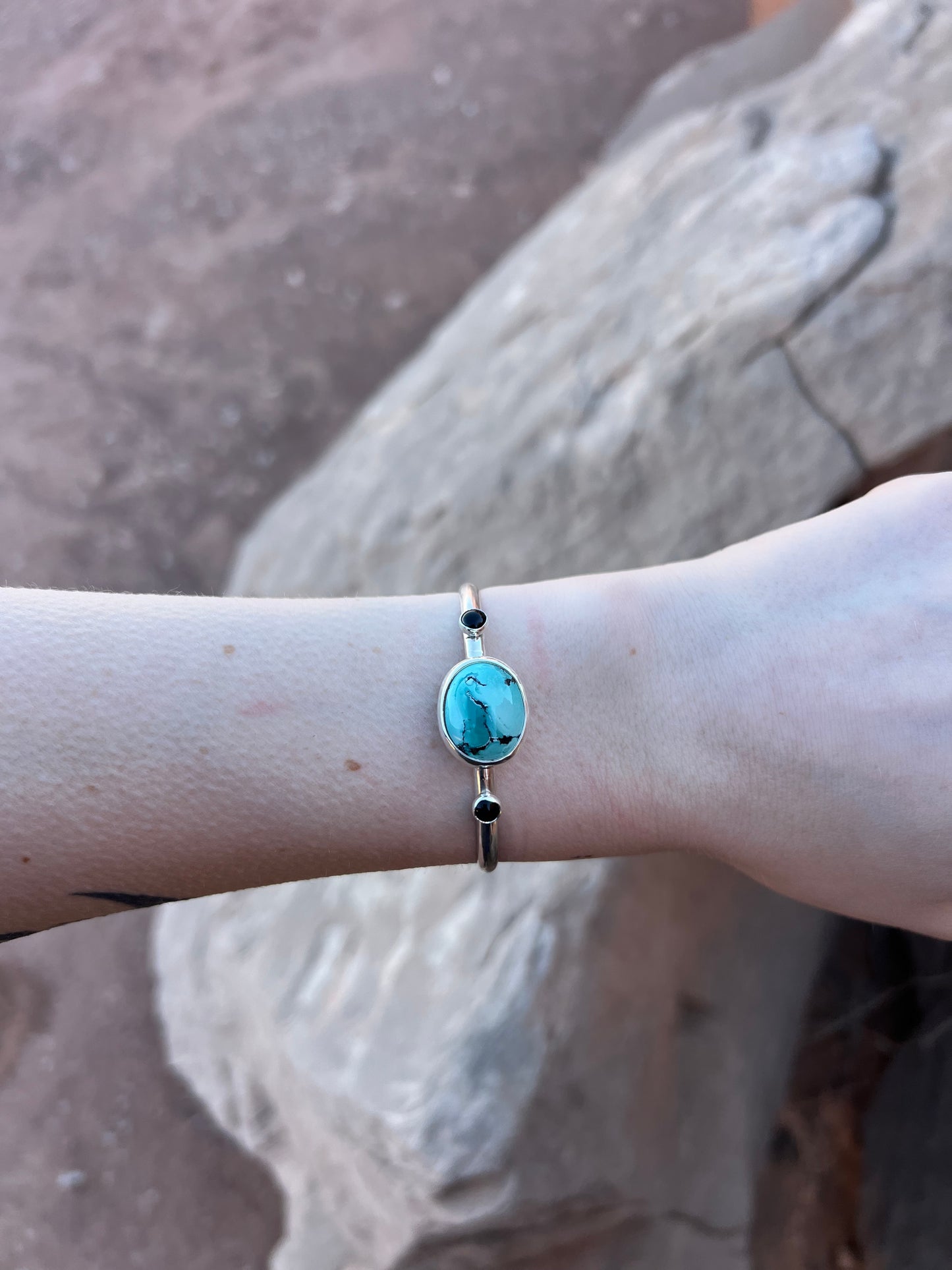 Hubei Turquoise and Onyx Cuff