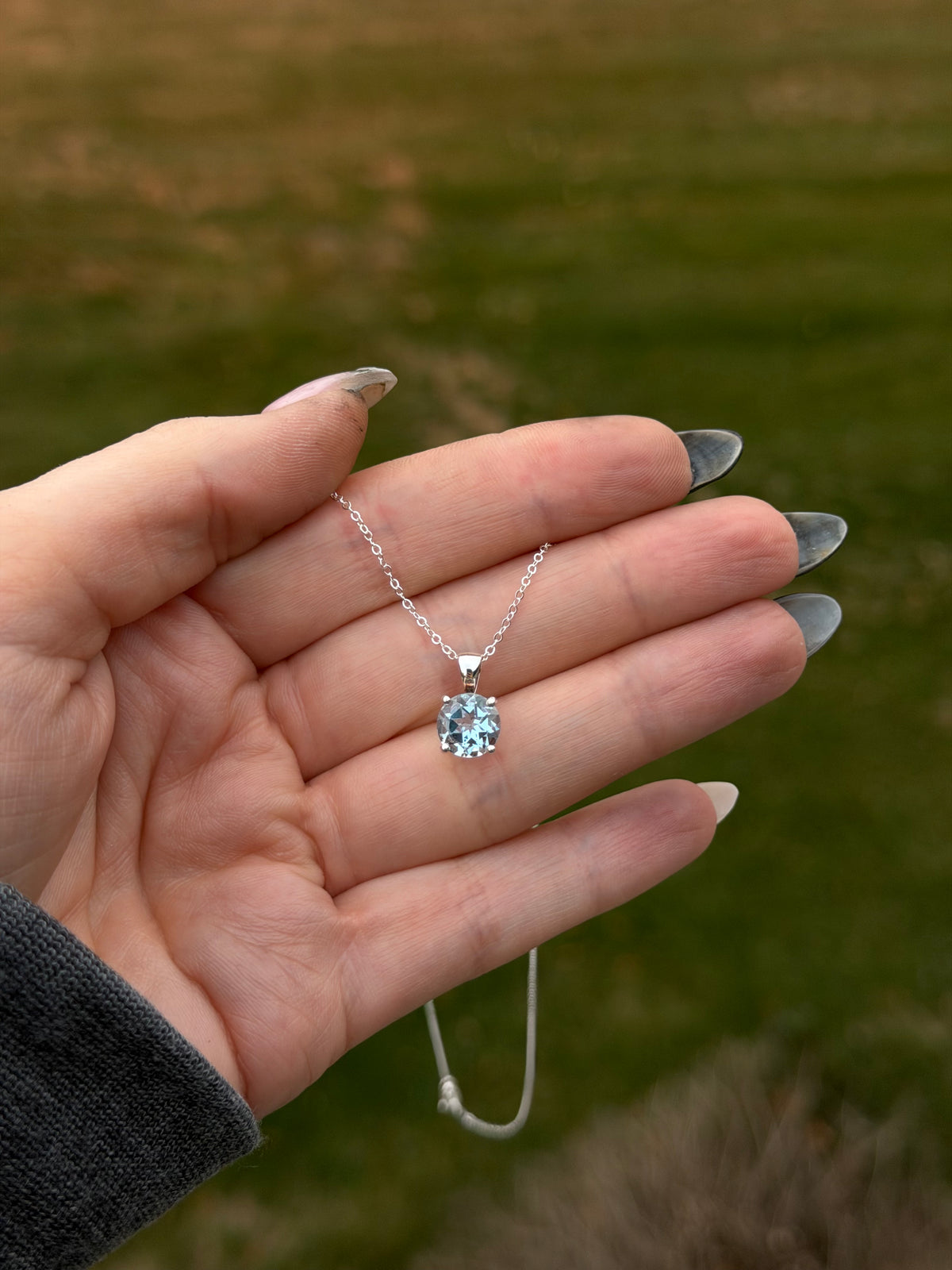 Natural Swiss Blue Topaz Necklace