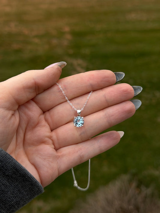 Natural Swiss Blue Topaz Necklace