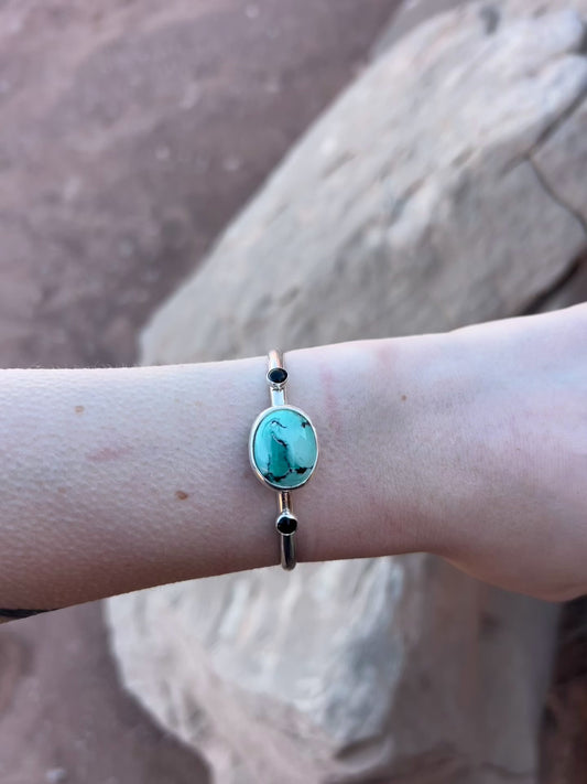 Hubei Turquoise and Onyx Cuff
