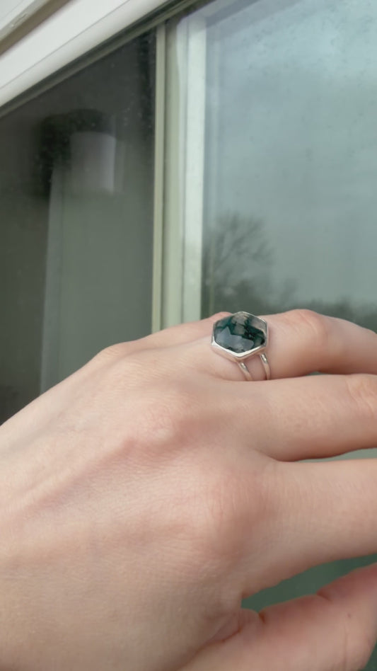 Moss Agate Ring ✦ Size 8